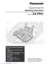 Panasonic KX-FP81 Operating Instructions Manual