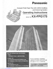 Panasonic KX-FPG175 Operating Instructions Manual