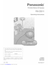 Panasonic RXDS11 - RADIO CASSETTE W/CD Operating Instructions Manual