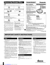 Panasonic SLSX391C - PORT. CD PLAYER Operating Instructions Manual