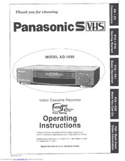 Panasonic AG1680 - VCR- PLUS Operating Instructions Manual