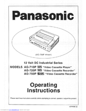 Panasonic AG720P - VCR/BRC Operating Instructions Manual