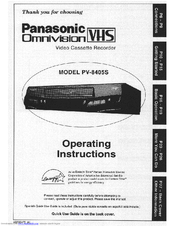 Panasonic Omnivision PV-8405S Operating Instructions Manual