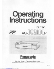 Panasonic AGDV2000 - DVC RECORDER Operating Instructions Manual