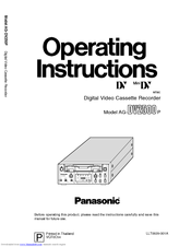 Panasonic AG-DV2500 - Professional Video Cassete recorder/player Operating Instructions Manual
