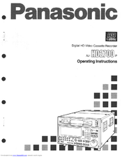 Panasonic AJHD2700P - D5 HD VTR Operating Instructions Manual