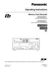 Panasonic AJSPD850P - P2 DECK Operating Instructions Manual