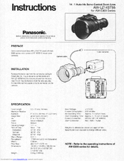 Panasonic AW-LZ14ST55 Instructions