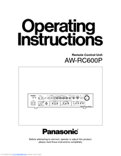 Panasonic AWRC600P - REMOTE CONTROL UNIT Operating Instructions Manual