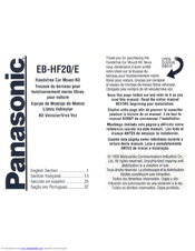 Panasonic EBHF20 - HANDSFREE PHONE User Manual