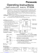Panasonic ET-SD06 Operating Instructions Manual