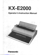 Panasonic KX-E2000 Operator's Instruction Manual
