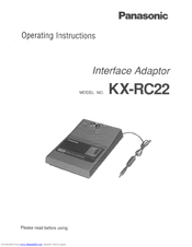 Panasonic KX-RC22 Operating Instructions Manual