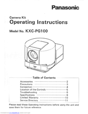 Panasonic KXCPG100 - VIDEO TELECONFERENCI Operating Instructions Manual