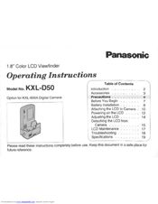 Panasonic KXLD50 - COLOR LCD VIEWFINDER Operating Instructions Manual