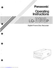 Panasonic LQD100P - DIGITAL FRAME DISC RECORD Operating Instructions Manual