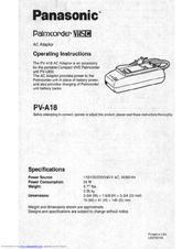 Panasonic Palmcorder PV-A18 Operating Instructions Manual