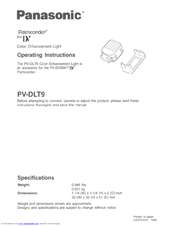 Panasonic Palmcorder PV-DLT9 Operating Instructions
