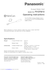 Panasonic PalmCam PV-CFM10 Operating Instructions Manual