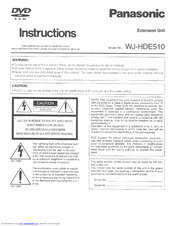 Panasonic WJHDE510 - EXTENTION BOARD Instructions Manual
