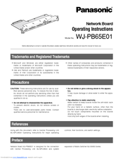 Panasonic WJ-PB65E01 Operating Instructions Manual