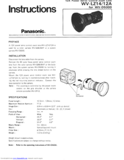 Panasonic WV-LZ12A Instructions