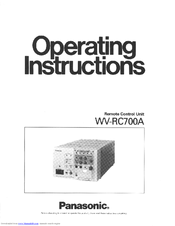 Panasonic WV-RC700A Operating Instructions Manual