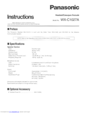 Panasonic WX-C1027A Instructions