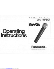 Panasonic Ramsa WX-TP458 Operating Instructions Manual