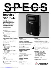 Peavey Impulse Impulse 500 Specifications