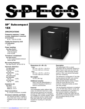 Peavey SP Subcompact 18X Specifications