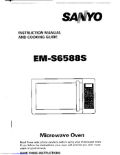 Sanyo EMS6588S - USA Countertop Microwave Oven 1.0 cu.ft. Capacity 1 Instruction Manual And Cooking Manual