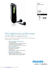 Philips SA2325 - 2 GB Digital Player Specifications