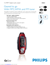Philips SA261/17 Specifications