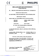Philips 109B60-27B Declaration Of Conformity