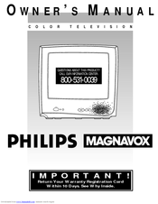 Philips COLOR TV 13 INCH PORTABLE 13PR15C Owner's Manual
