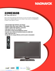 Magnavox 22ME360B - Signature Series Specifications