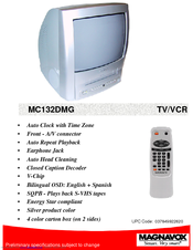 Magnavox MC132DMG - Tv/vcr Combination - Mono Datasheet