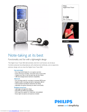 Philips LFH0860 - Digital Voice Tracer 860 2 GB Recorder Specifications