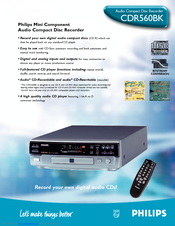 Philips CDR560BK98 Specifications