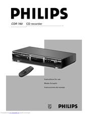 Philips CDR760BK99 Instructions For Use Manual