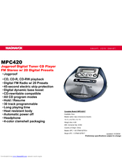 Magnavox MPC42017 - Fm Stereo Digital Tuner Port. Cd Player Features