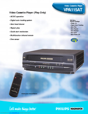 Philips Magnavox VPA115AT Specification Sheet