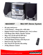 Magnavox MAS-30037 Specifications