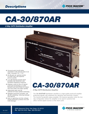 Pico Macom CA-30/870AR Specifications
