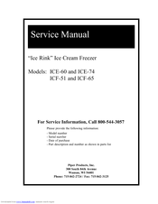 Piper Products Ice Rink ICF-51 Service Manual