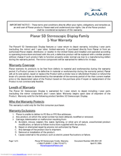 Planar SD1710 Warranty