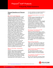 Polycom Soundpoint ip 400 Frequently Asked Questions Manual