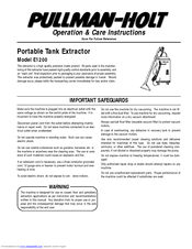 Pullman Holt E1200 Operation & Care Instructions