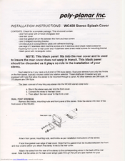 poly-planar WC-400 Install Manual